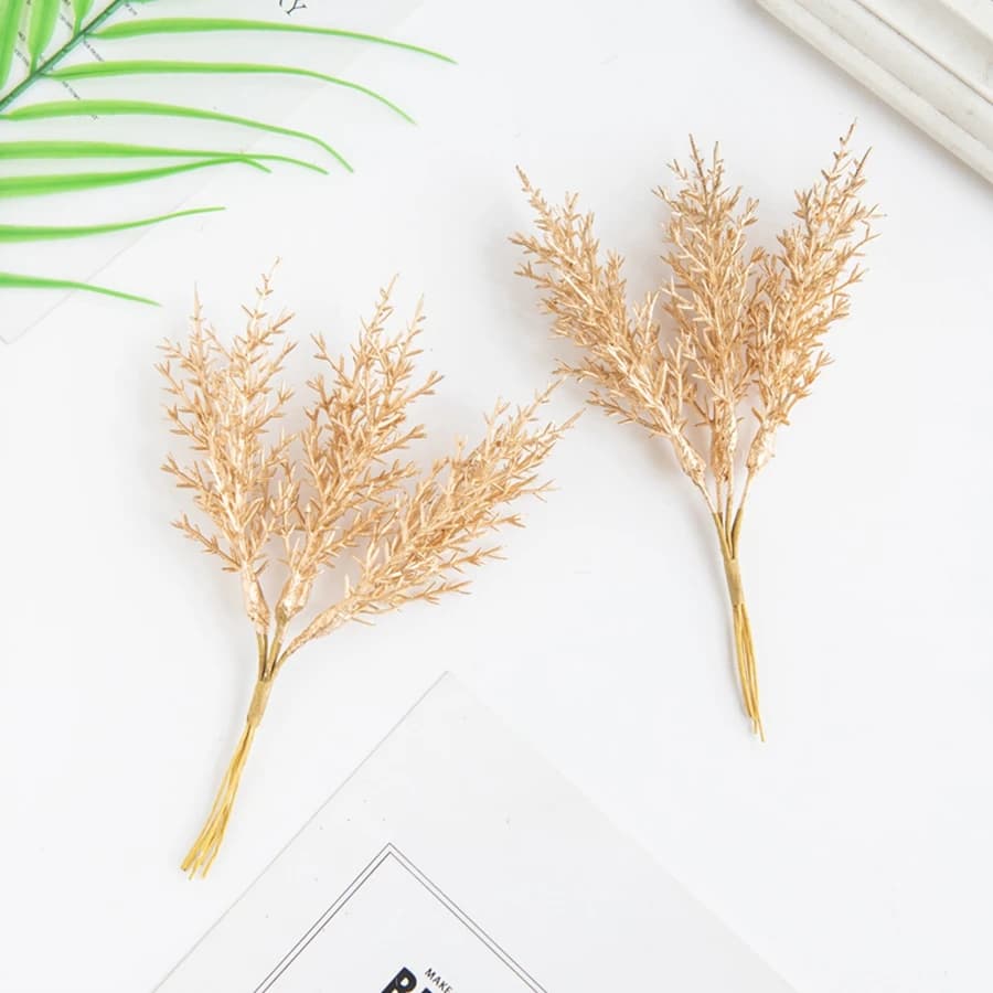 Artificial Plants Autumn Golden Silvery Fake Branch For Festival Tree Wreath Home Accessories Wedding Archway Decor Scrapbook
