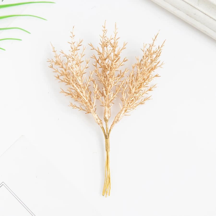 Artificial Plants Autumn Golden Silvery Fake Branch For Festival Tree Wreath Home Accessories Wedding Archway Decor Scrapbook
