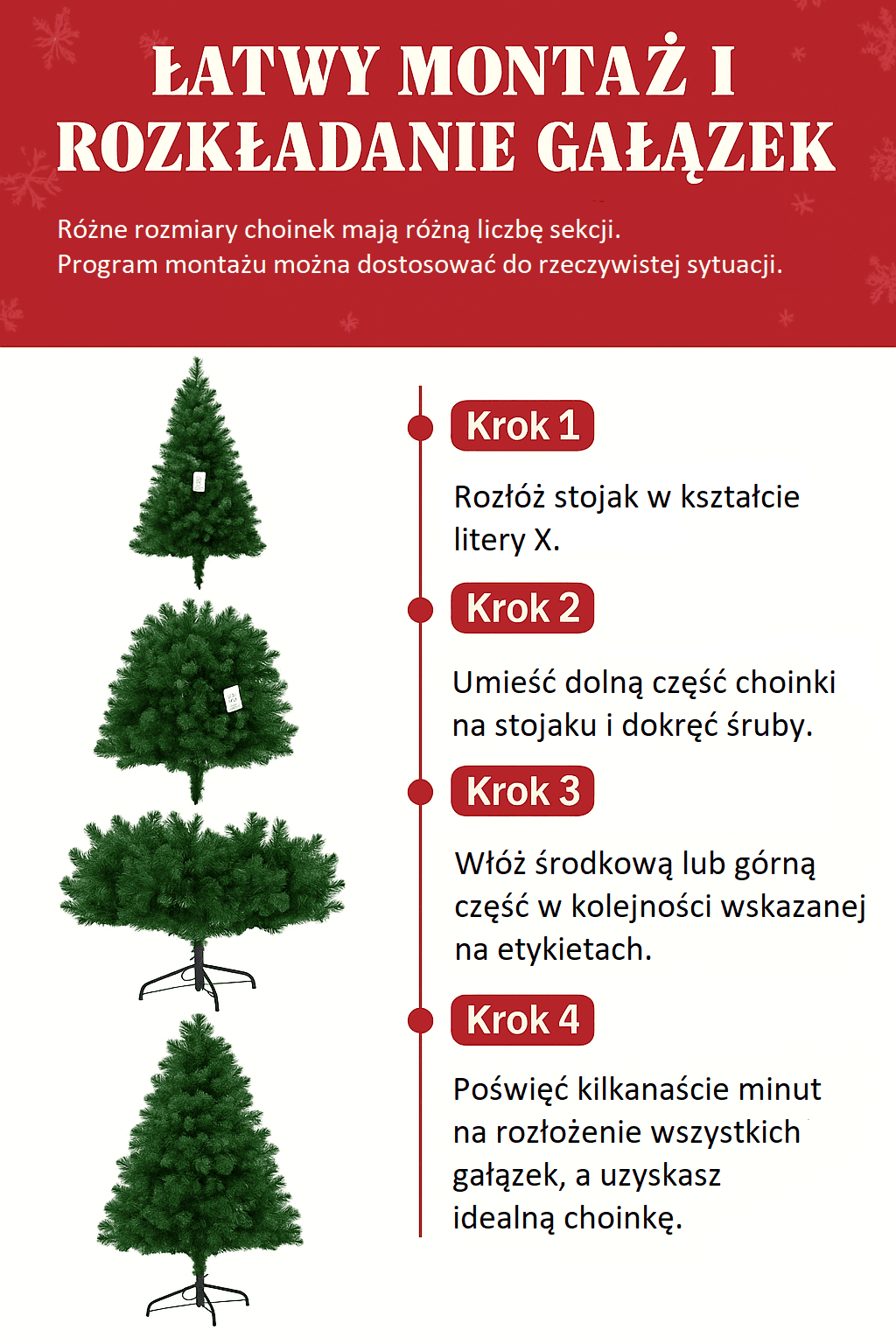 Duża choinka 2,4 m – 1500 gałązek, łatwy montaż, metalowy stojak. Magia Świąt w Twoim domu! 🎄